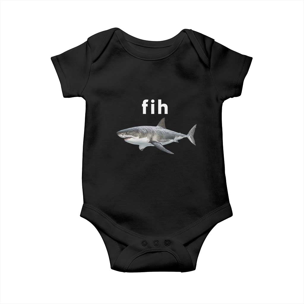 Funny Fih Shark Misspelled Fish Meme Baby Onesie Great White Shark Lover TS11 Black Print Your Wear