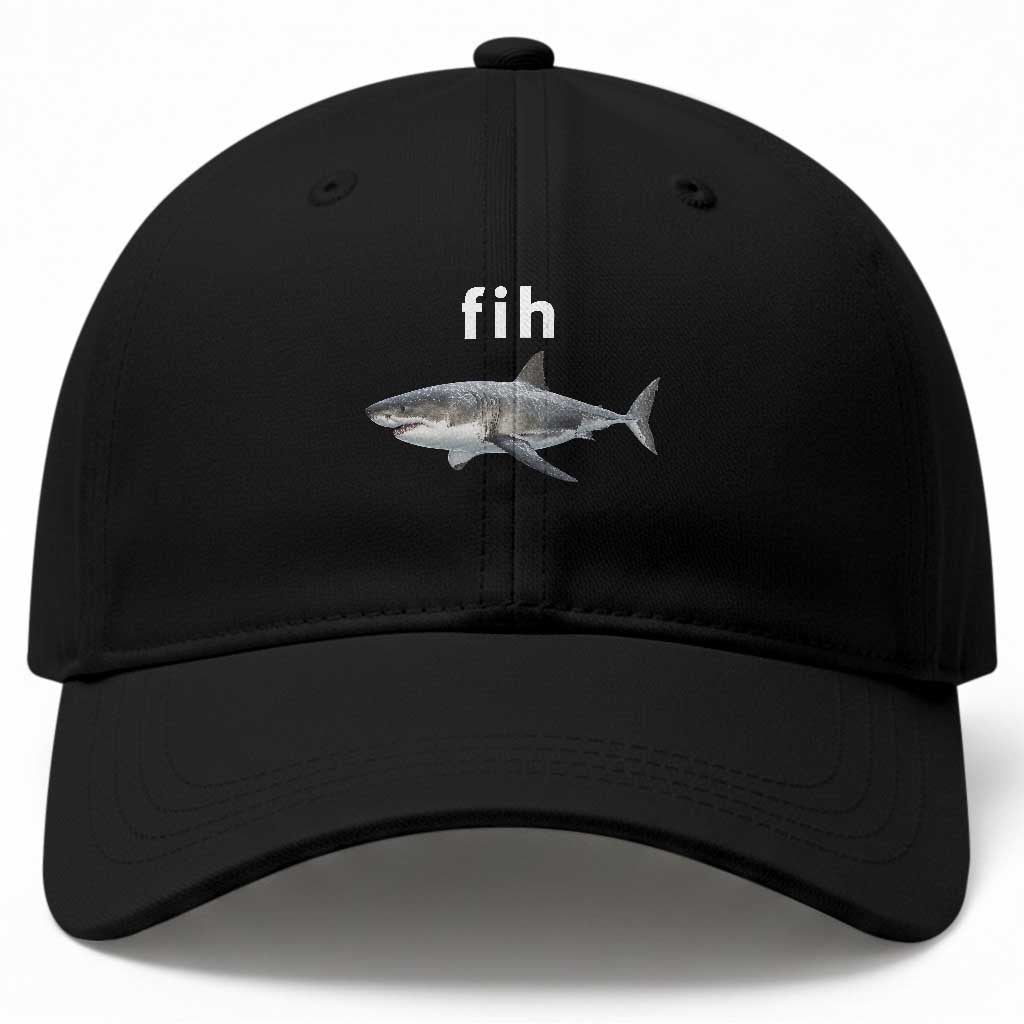 Funny Fih Shark Misspelled Fish Meme Baseball Cap Great White Shark Lover TS11 Print Your Wear