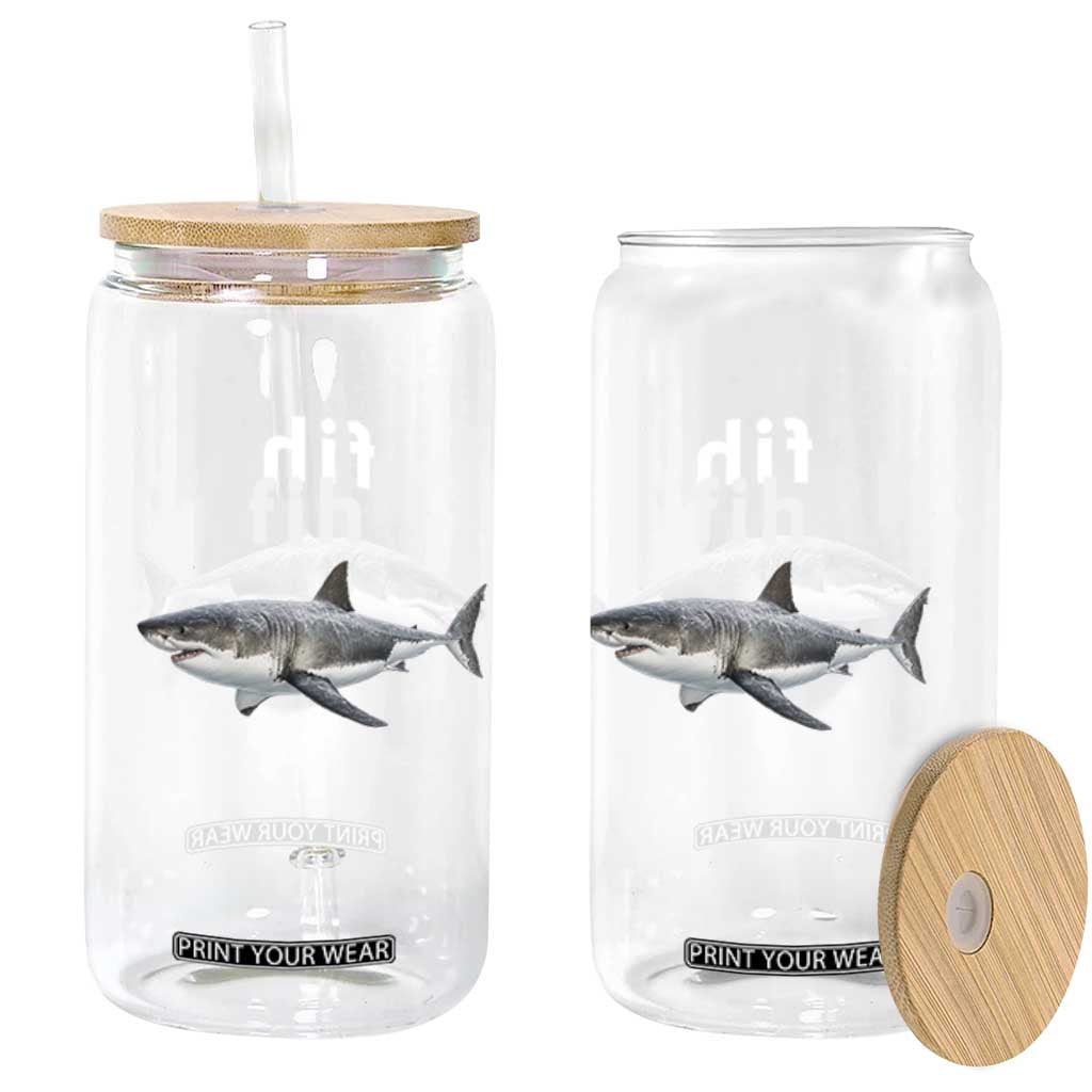 Funny Fih Shark Misspelled Fish Meme Glass Can Great White Shark Lover