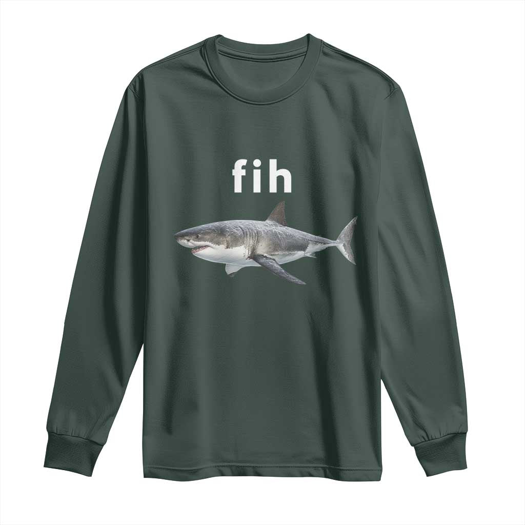 Funny Fih Shark Misspelled Fish Meme Long Sleeve Shirt Great White Shark Lover