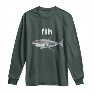 Funny Fih Shark Misspelled Fish Meme Long Sleeve Shirt Great White Shark Lover