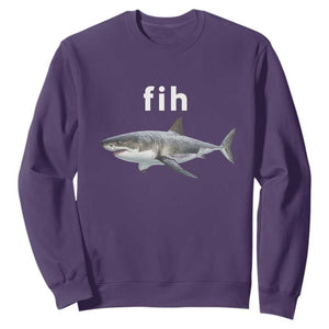 Funny Fih Shark Misspelled Fish Meme Sweatshirt Great White Shark Lover