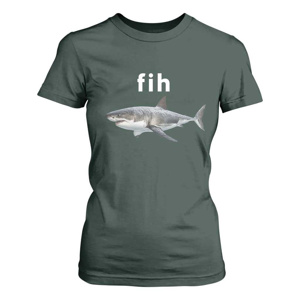 Funny Fih Shark Misspelled Fish Meme T Shirt For Women Great White Shark Lover