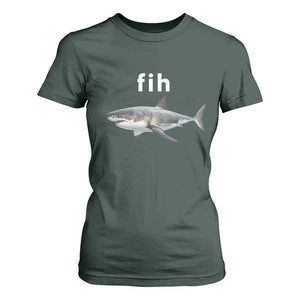 Funny Fih Shark Misspelled Fish Meme T Shirt For Women Great White Shark Lover
