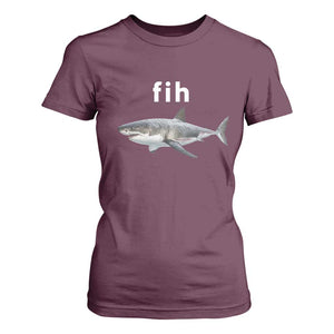 Funny Fih Shark Misspelled Fish Meme T Shirt For Women Great White Shark Lover