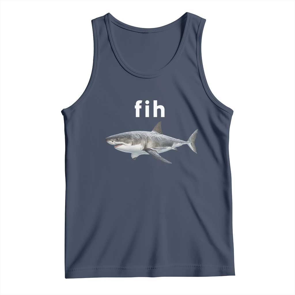 Funny Fih Shark Misspelled Fish Meme Tank Top Great White Shark Lover