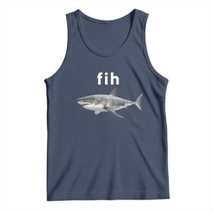 Funny Fih Shark Misspelled Fish Meme Tank Top Great White Shark Lover