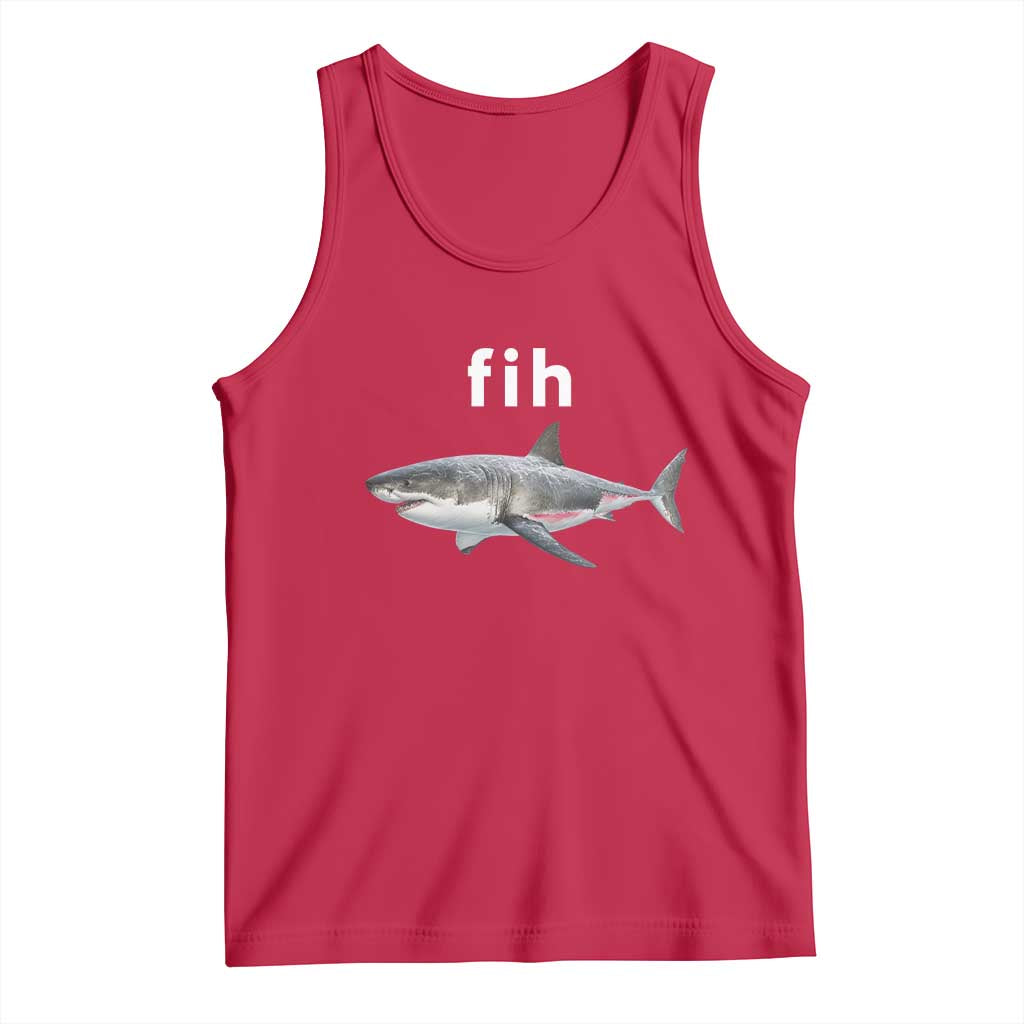 Funny Fih Shark Misspelled Fish Meme Tank Top Great White Shark Lover