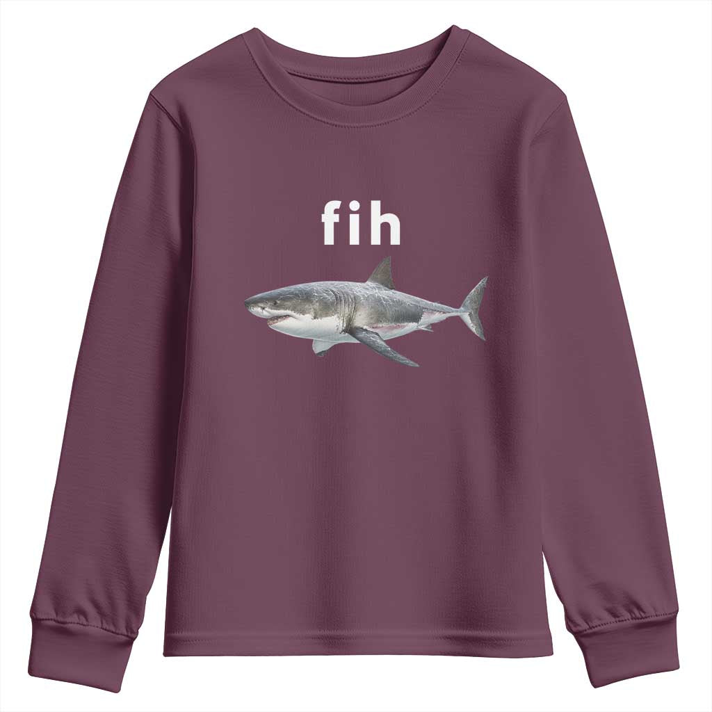 Funny Fih Shark Misspelled Fish Meme Youth Sweatshirt Great White Shark Lover