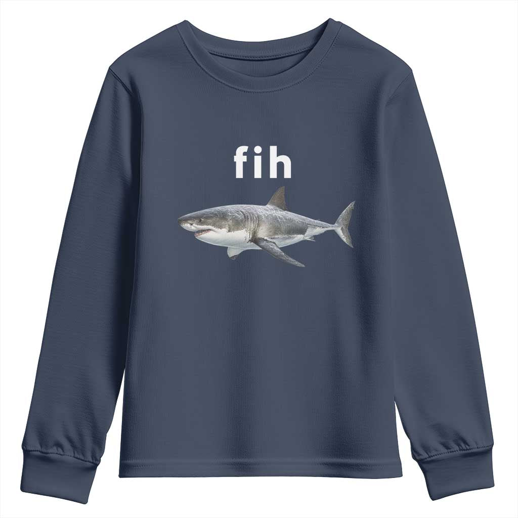 Funny Fih Shark Misspelled Fish Meme Youth Sweatshirt Great White Shark Lover