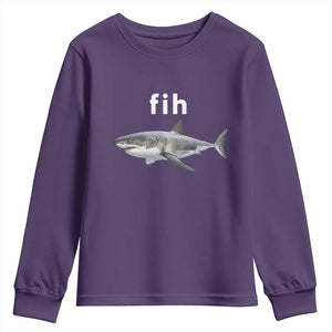 Funny Fih Shark Misspelled Fish Meme Youth Sweatshirt Great White Shark Lover