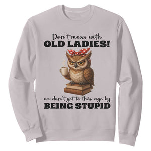 Dont Mess With Old Ladies We Dont Get To This Age By Being Stupid Sweatshirt Cute Owl TS11 Ice Gray Print Your Wear