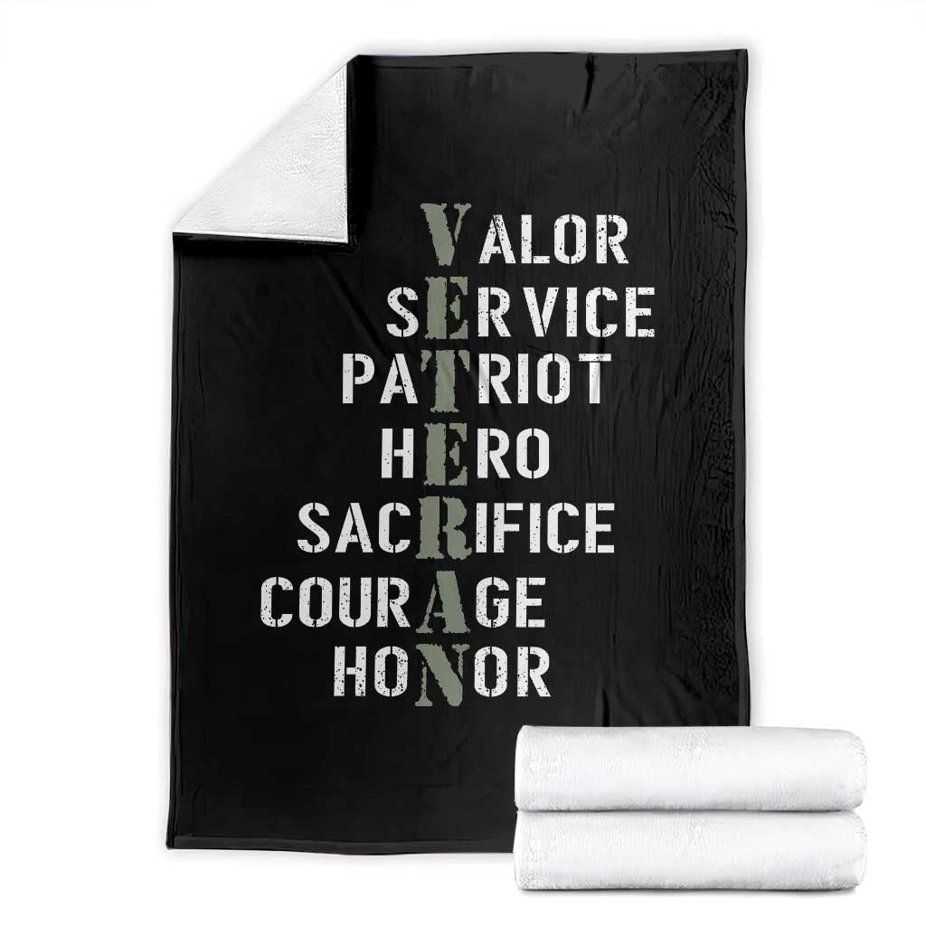 Veterans Valor Service Patriot Hero Sacrifice Courage Honor Throw Blanket TS11 Black Print Your Wear