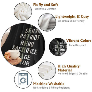 Veterans Valor Service Patriot Hero Sacrifice Courage Honor Throw Blanket TS11 Print Your Wear
