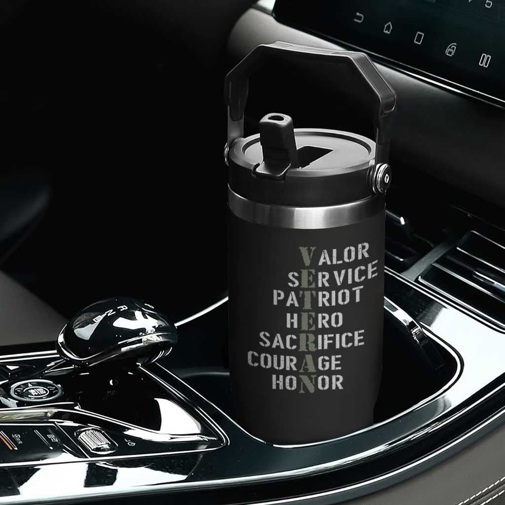 Veterans Valor Service Patriot Hero Sacrifice Courage Honor Flip Straw Tumbler TS11 Print Your Wear
