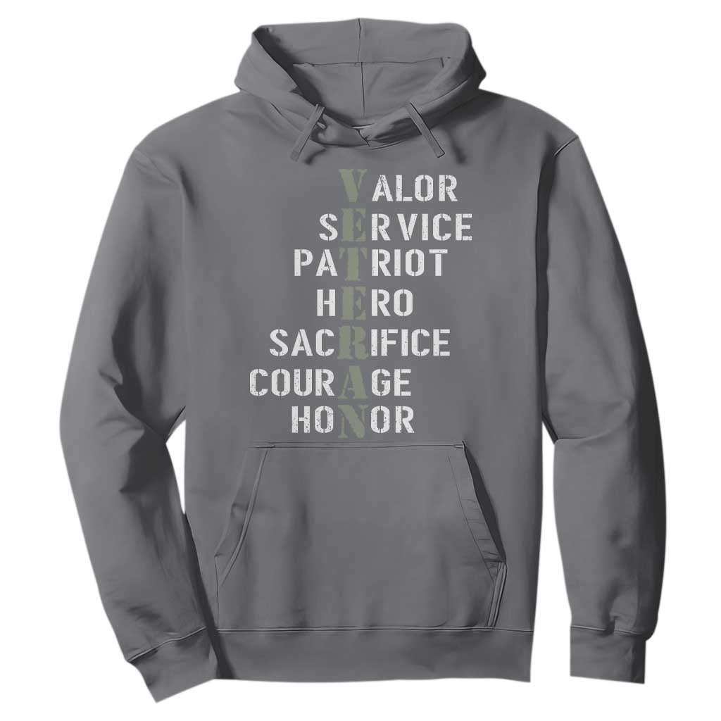 Veterans Valor Service Patriot Hero Sacrifice Courage Honor Hoodie TS11 Charcoal Print Your Wear