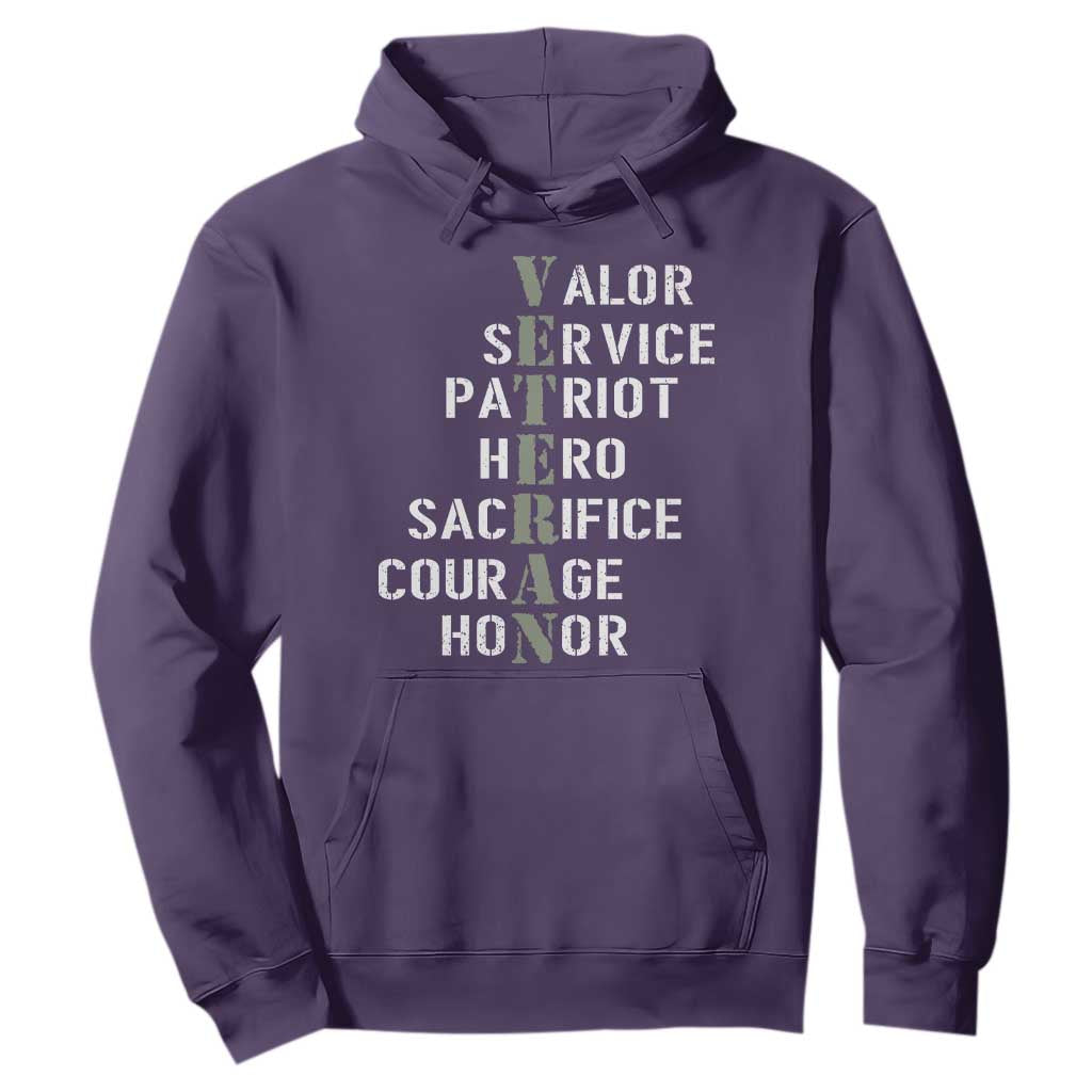 Veterans Valor Service Patriot Hero Sacrifice Courage Honor Hoodie TS11 Purple Print Your Wear