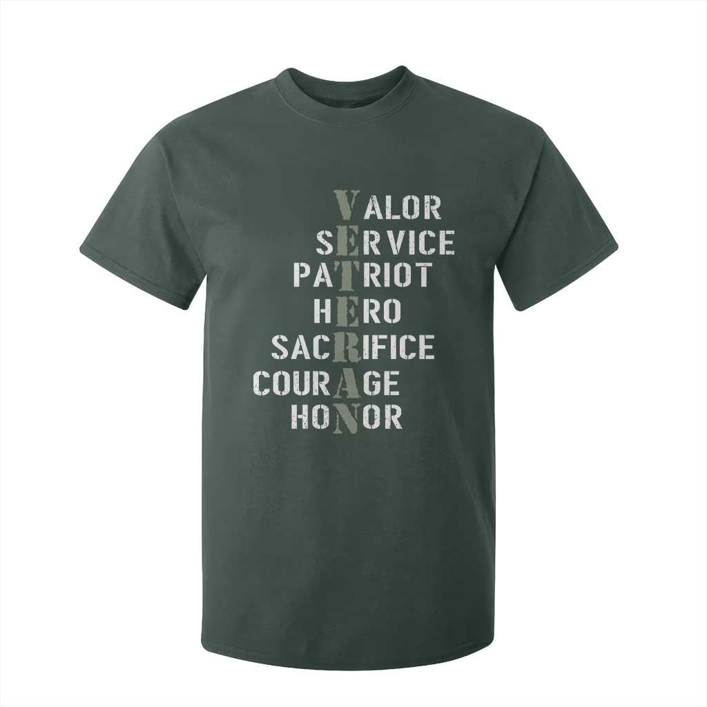 Veterans Valor Service Patriot Hero Sacrifice Courage Honor T Shirt For Kid TS11 Dark Forest Green Print Your Wear