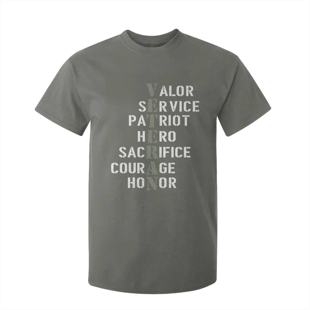 Veterans Valor Service Patriot Hero Sacrifice Courage Honor T Shirt For Kid TS11 Military Green Print Your Wear
