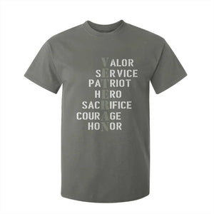 Veterans Valor Service Patriot Hero Sacrifice Courage Honor T Shirt For Kid TS11 Military Green Print Your Wear