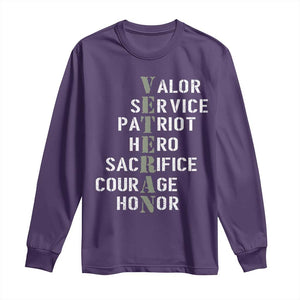 Veterans Valor Service Patriot Hero Sacrifice Courage Honor Long Sleeve Shirt TS11 Purple Print Your Wear