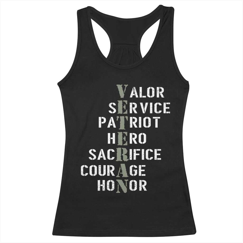 Veterans Valor Service Patriot Hero Sacrifice Courage Honor Racerback Tank Top TS11 Black Print Your Wear