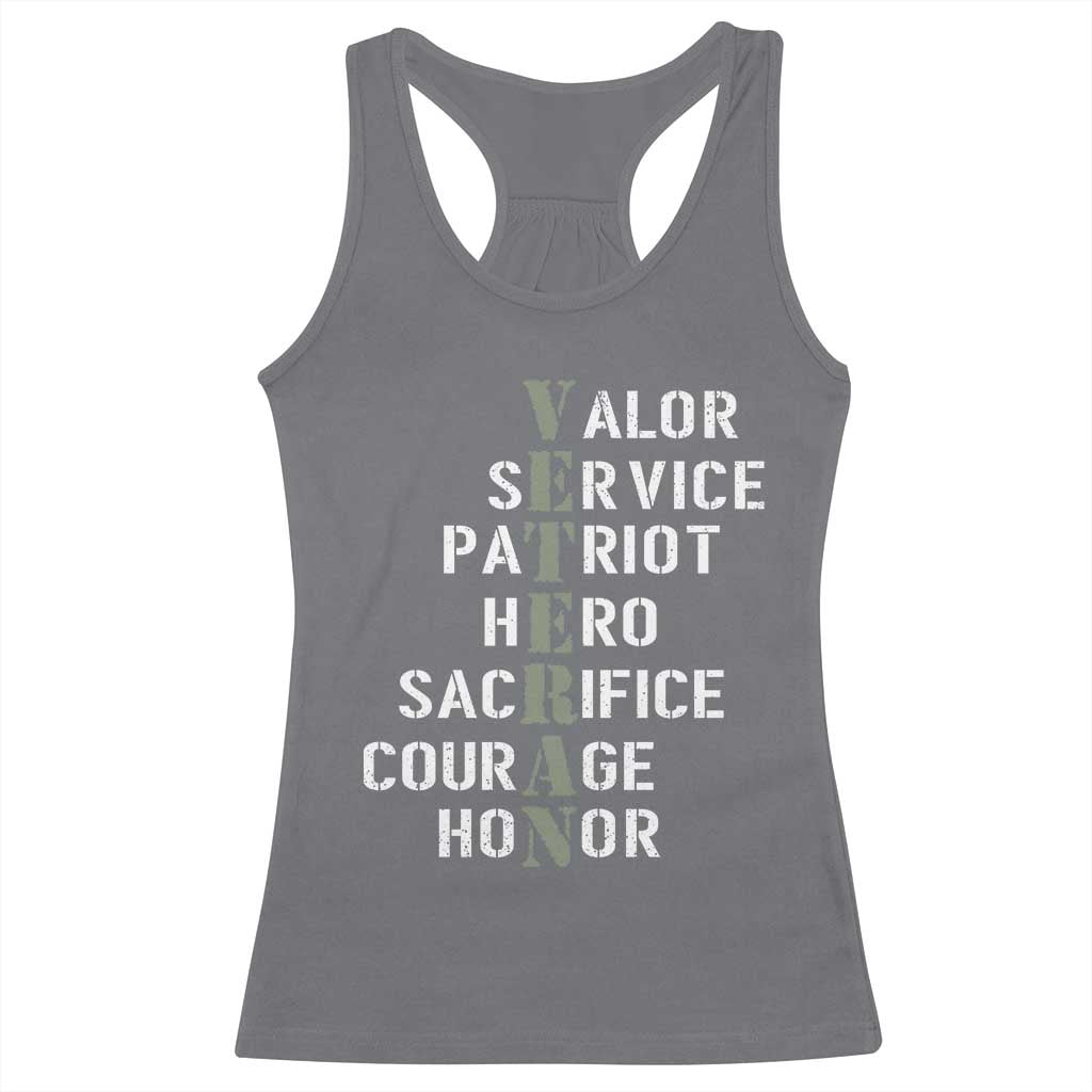 Veterans Valor Service Patriot Hero Sacrifice Courage Honor Racerback Tank Top TS11 Charcoal Print Your Wear