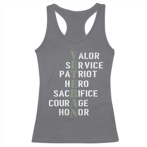 Veterans Valor Service Patriot Hero Sacrifice Courage Honor Racerback Tank Top TS11 Charcoal Print Your Wear