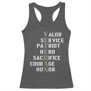Veterans Valor Service Patriot Hero Sacrifice Courage Honor Racerback Tank Top TS11 Dark Heather Print Your Wear