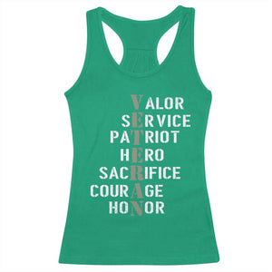 Veterans Valor Service Patriot Hero Sacrifice Courage Honor Racerback Tank Top TS11 Irish Green Print Your Wear