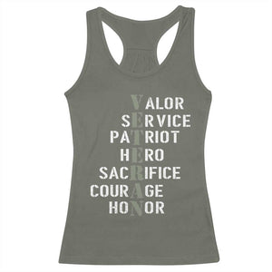 Veterans Valor Service Patriot Hero Sacrifice Courage Honor Racerback Tank Top TS11 Military Green Print Your Wear