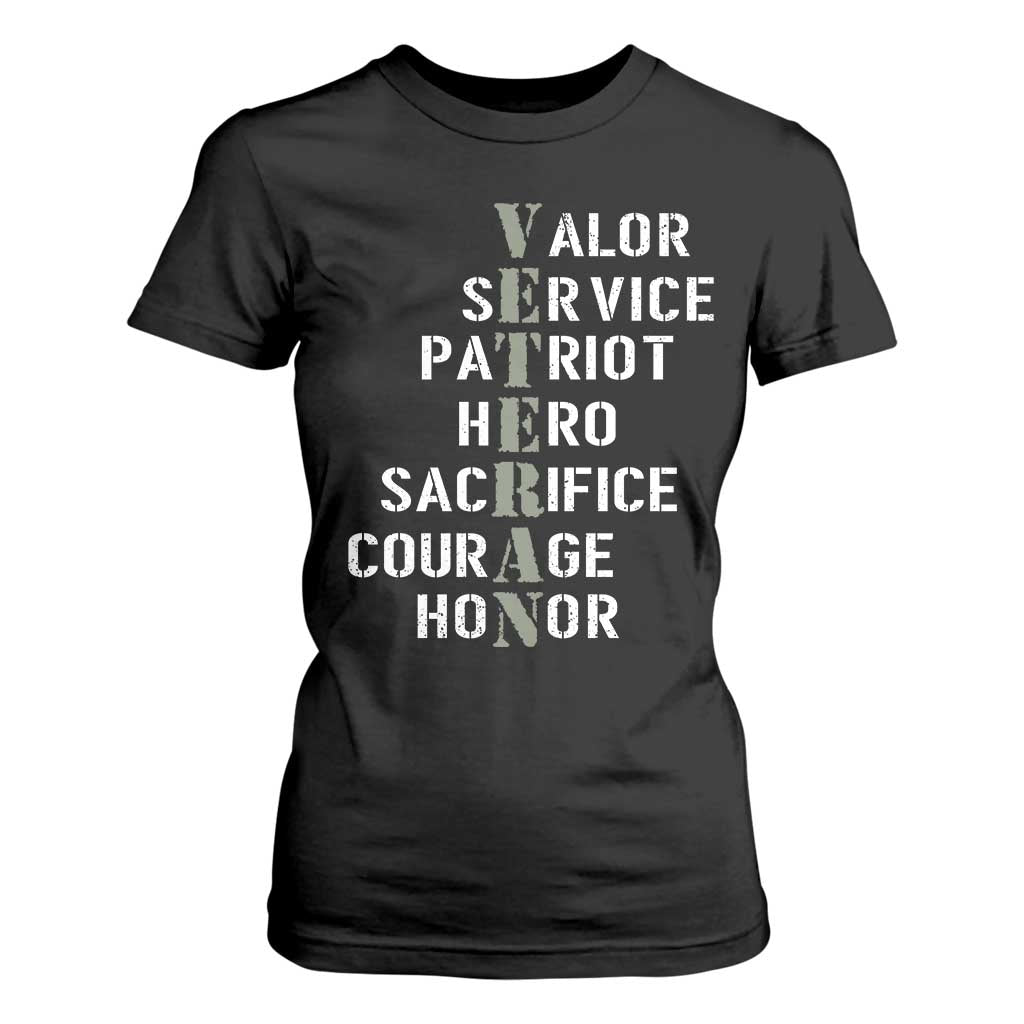 Veterans Valor Service Patriot Hero Sacrifice Courage Honor T Shirt For Women TS11 Black Print Your Wear