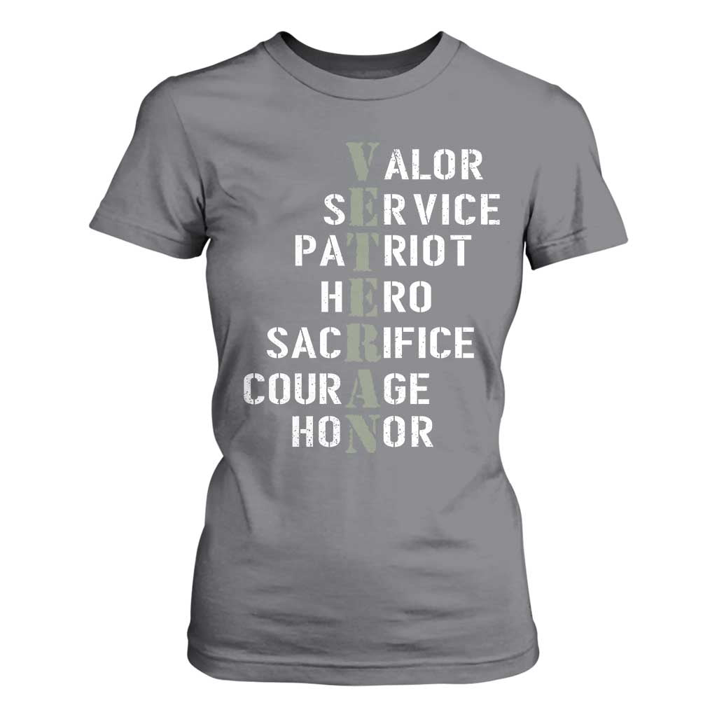 Veterans Valor Service Patriot Hero Sacrifice Courage Honor T Shirt For Women TS11 Charcoal Print Your Wear