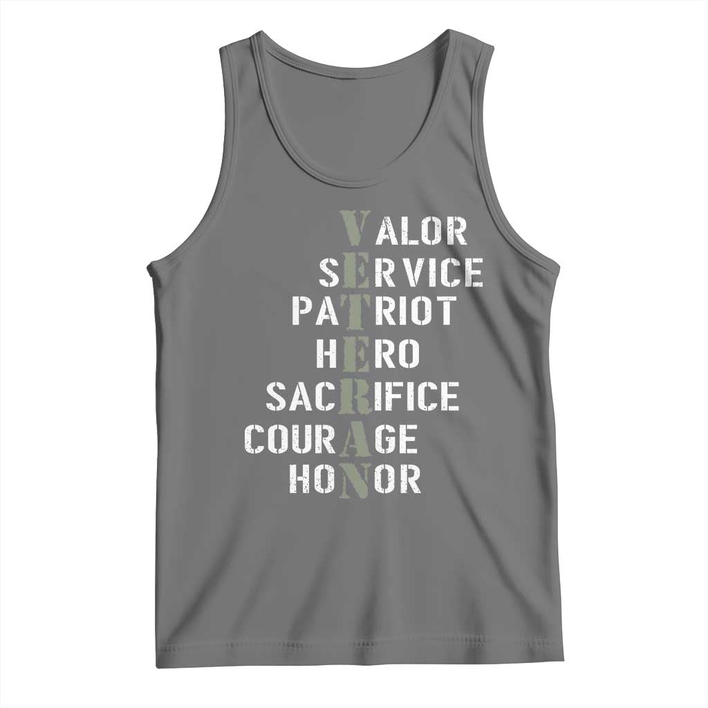 Veterans Valor Service Patriot Hero Sacrifice Courage Honor Tank Top TS11 Black Heather Print Your Wear