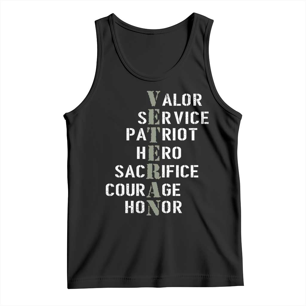 Veterans Valor Service Patriot Hero Sacrifice Courage Honor Tank Top TS11 Black Print Your Wear