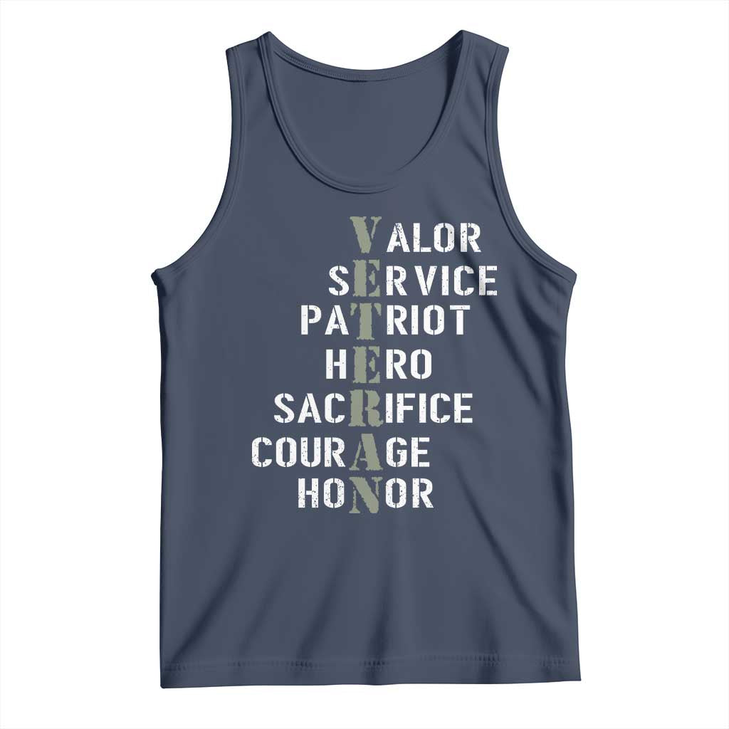 Veterans Valor Service Patriot Hero Sacrifice Courage Honor Tank Top TS11 Navy Print Your Wear