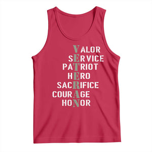 Veterans Valor Service Patriot Hero Sacrifice Courage Honor Tank Top TS11 Red Print Your Wear