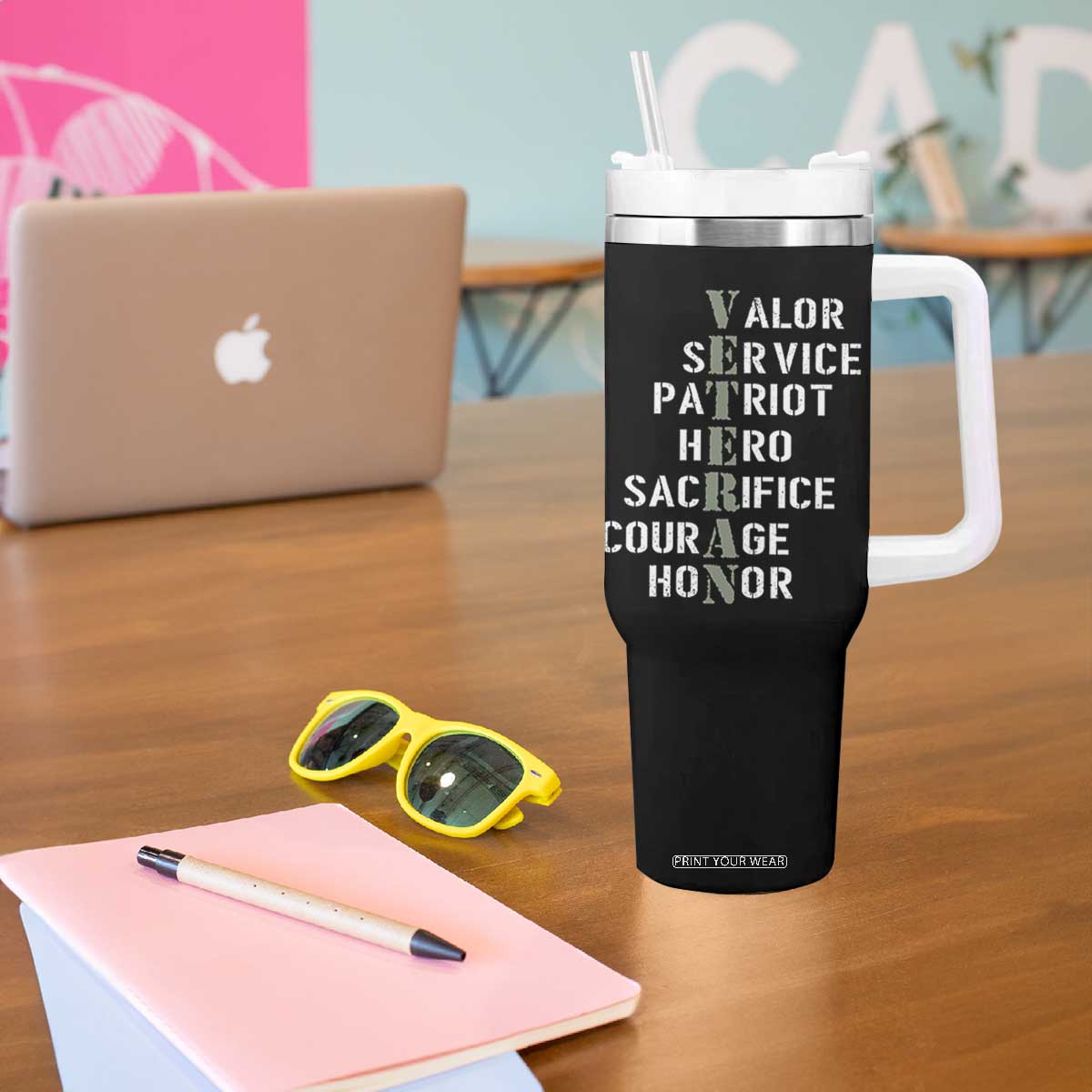 Veterans Valor Service Patriot Hero Sacrifice Courage Honor Tumbler With Handle TS11 Print Your Wear