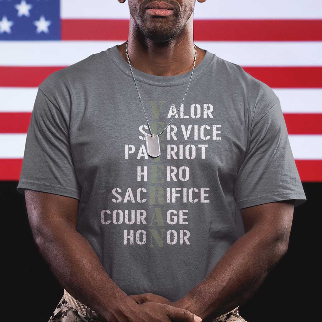Veterans Valor Service Patriot Hero Sacrifice Courage Honor T Shirt TS11 Charcoal Print Your Wear
