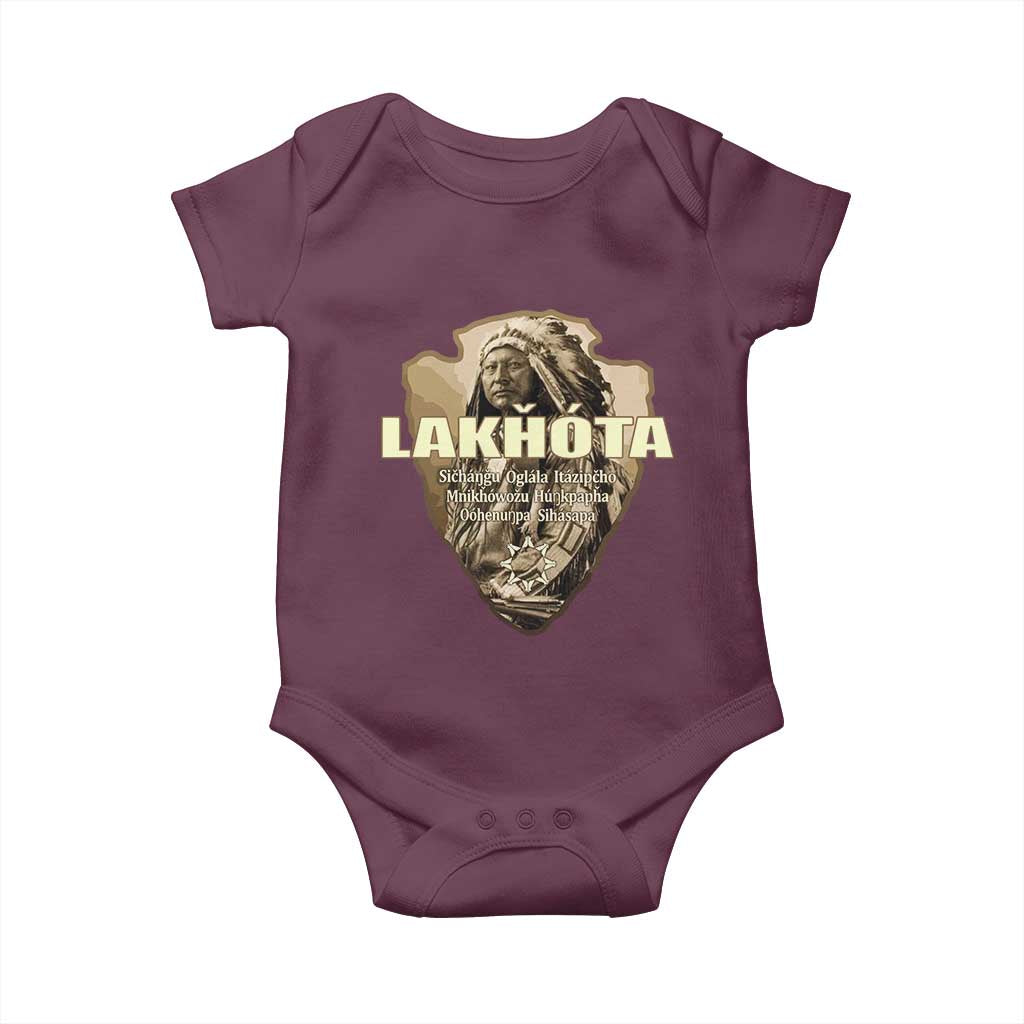 Chief Spotted Elk Lakhota Lakota Sioux Native American Indian Baby Onesie TS11 Maroon Print Your Wear