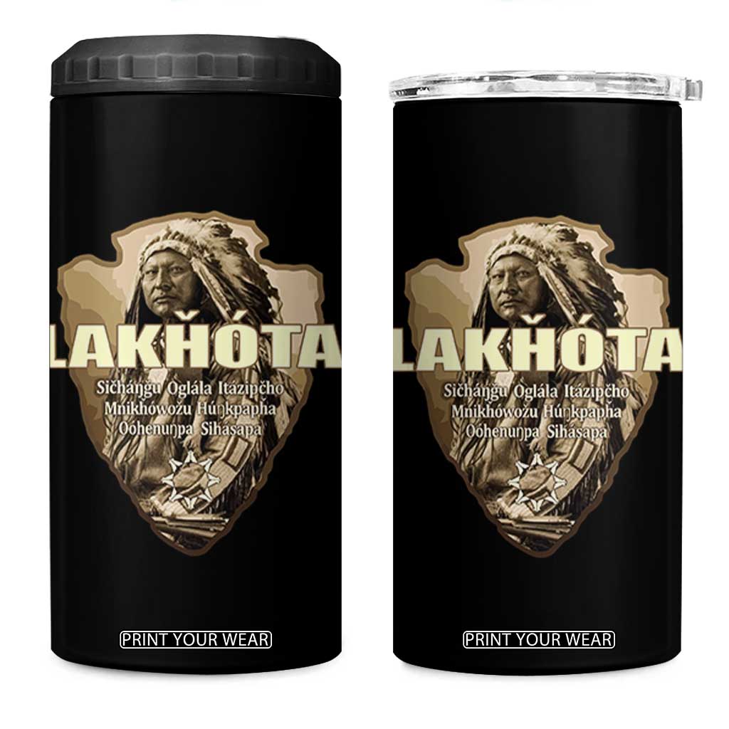 Chief Spotted Elk Lakhota Lakota Sioux Native American Indian 4 in 1 Can Cooler Tumbler TS11 One Size: 16 oz Black Print Your Wear