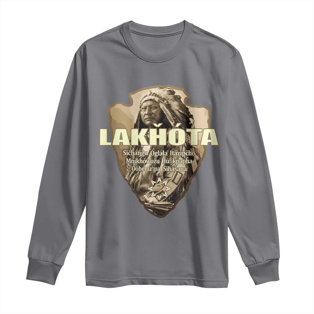 Chief Spotted Elk Lakhota Lakota Sioux Native American Indian Long Sleeve Shirt TS11 Charcoal Print Your Wear