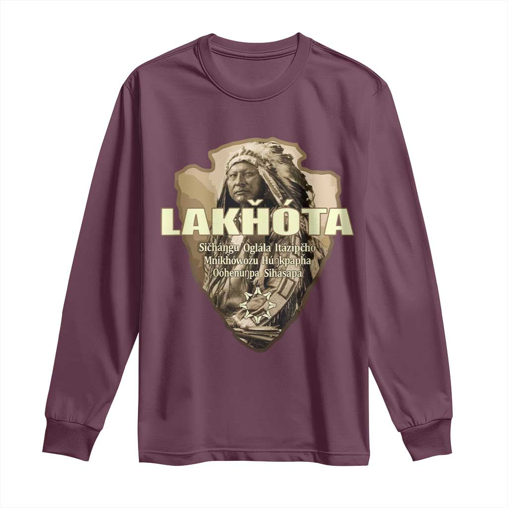 Chief Spotted Elk Lakhota Lakota Sioux Native American Indian Long Sleeve Shirt TS11 Maroon Print Your Wear