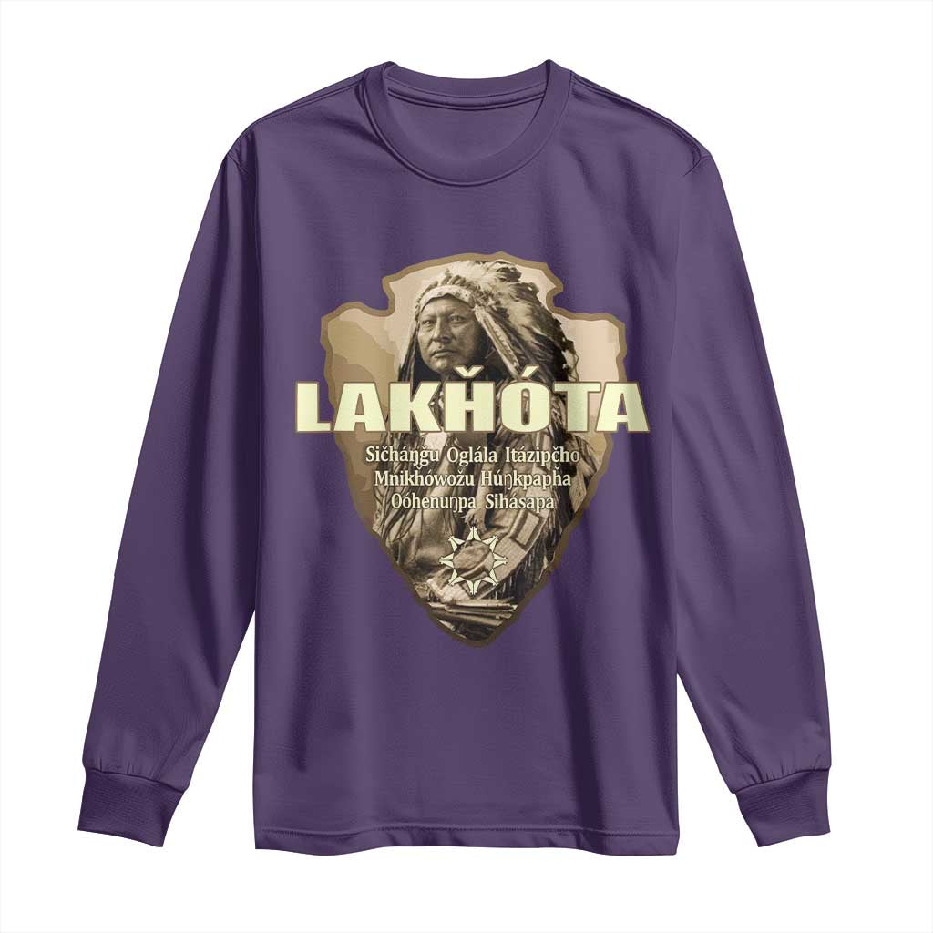 Chief Spotted Elk Lakhota Lakota Sioux Native American Indian Long Sleeve Shirt TS11 Purple Print Your Wear
