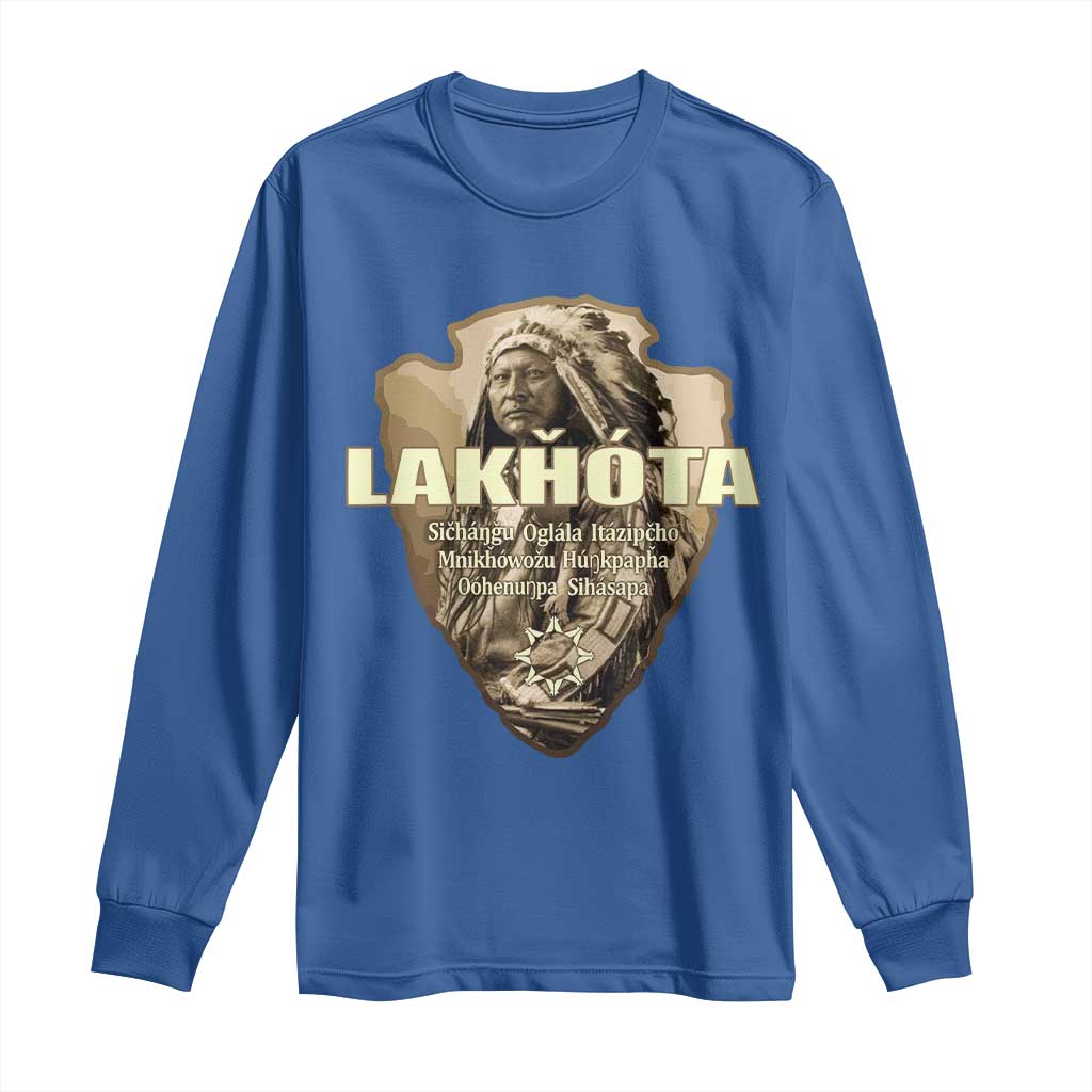 Chief Spotted Elk Lakhota Lakota Sioux Native American Indian Long Sleeve Shirt TS11 Royal Blue Print Your Wear
