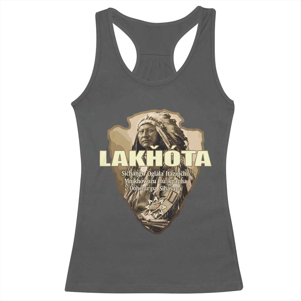 Chief Spotted Elk Lakhota Lakota Sioux Native American Indian Racerback Tank Top TS11 Dark Heather Print Your Wear