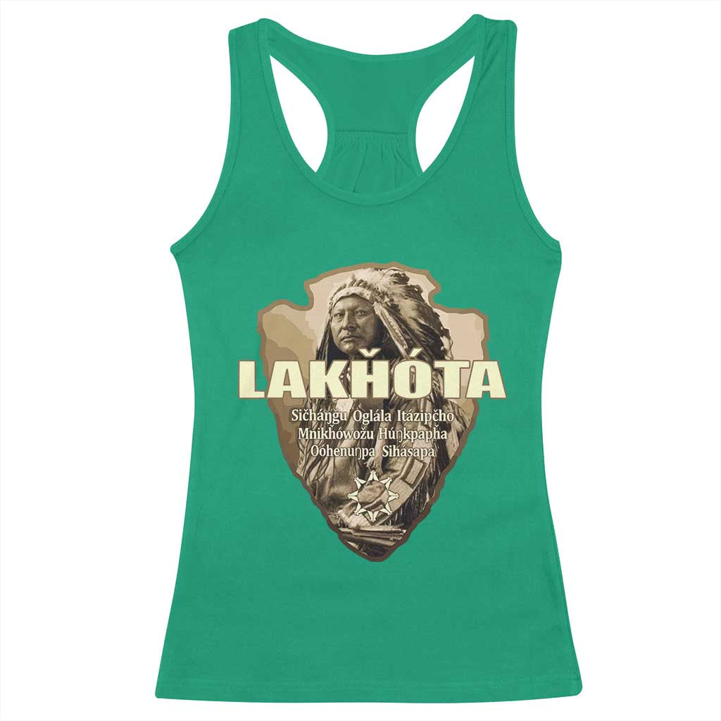 Chief Spotted Elk Lakhota Lakota Sioux Native American Indian Racerback Tank Top TS11 Irish Green Print Your Wear