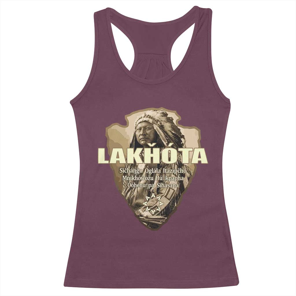 Chief Spotted Elk Lakhota Lakota Sioux Native American Indian Racerback Tank Top TS11 Maroon Print Your Wear