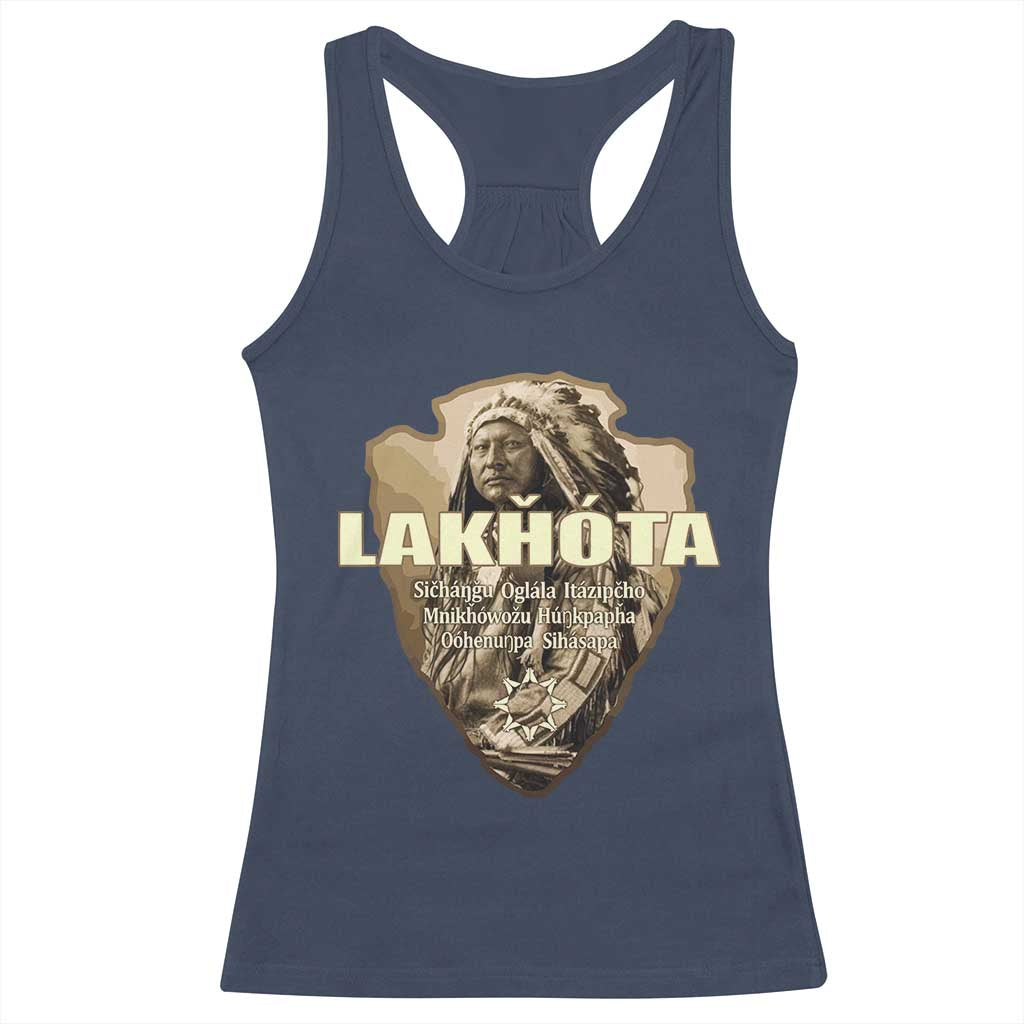 Chief Spotted Elk Lakhota Lakota Sioux Native American Indian Racerback Tank Top TS11 Navy Print Your Wear