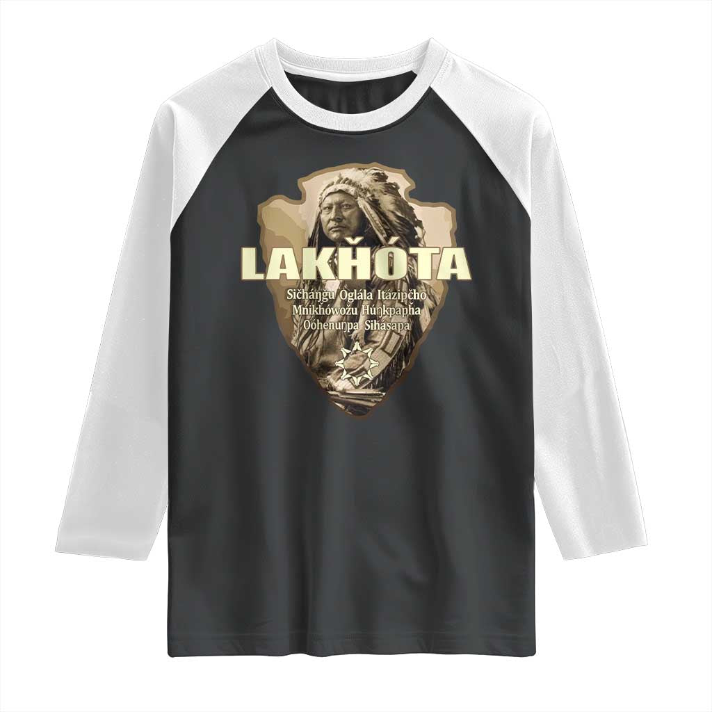 Chief Spotted Elk Lakhota Lakota Sioux Native American Indian Raglan Shirt TS11 Black White Print Your Wear